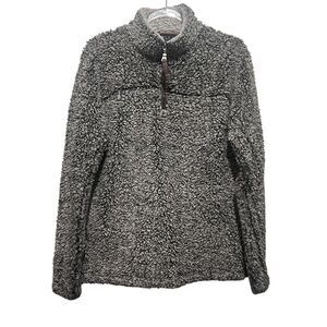 True Grit American Outdoor Co Sherpa Pullover Gray 1/4 Zip Womens XS Cozy Style